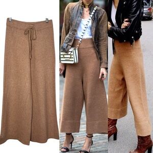 Cozy Soft knit crop wide leg pants elastic waist size Medium